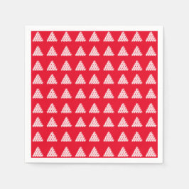 クリスマスレッドホワイトスノースターズツリーズ紙 スタンダードカクテルナプキン