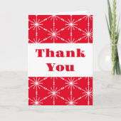 クリスマスレッドホワイトスノーフレークパターン（の模様が）あるモダン サンキューカード (正面)
