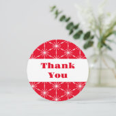 クリスマスレッドホワイトスノーフレークパターン（の模様が）あるモダン サンキューカード (スタンド正面)