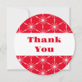 クリスマスレッドホワイトスノーフレークパターン（の模様が）あるモダン サンキューカード (正面)