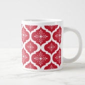 クリスマスレッドホワイトスノーフレーク格子パターン ジャンボコーヒーマグカップ (右)