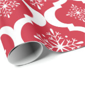 クリスマスレッドホワイトスノーフレーク格子パターン ラッピングペーパー (ロールコーナー)