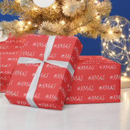 クリスマスレッドホワイトトレンディー パーソナライズされた ラッピングペーパー