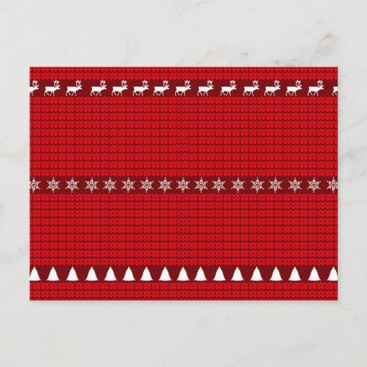クリスマスレッドホワイトニットのセーター シーズンポストカード (正面)