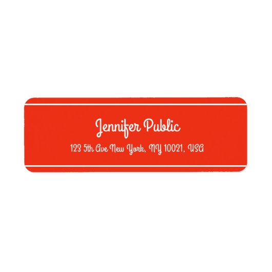 クリスマスレッドホワイトハンドスクリプトエレガントテンプレート ラベル (正面)