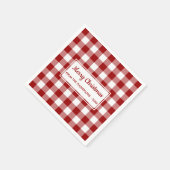 クリスマスレッドホワイトバッファローチェック名パーティー スタンダードカクテルナプキン (角)