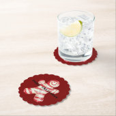 クリスマスレッドホワイトペパーミントジンジャーブレッドクッキー ペーパーコースター (インサイチュ)