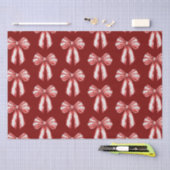 クリスマスレッドホワイトペパーミントボウ 薄葉紙 (クラフト)