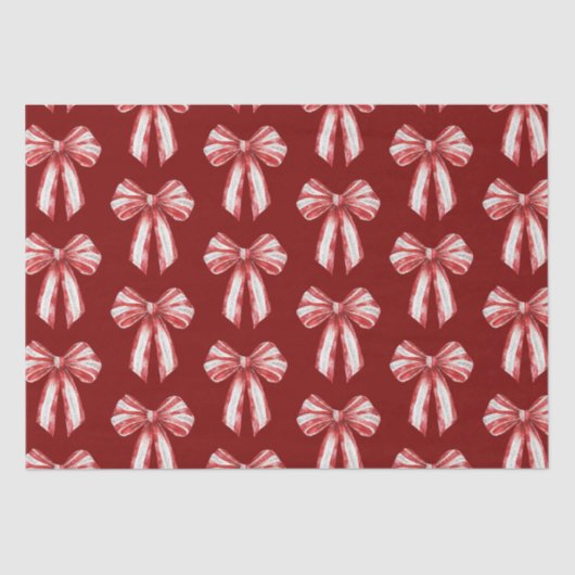 クリスマスレッドホワイトペパーミントボウ 薄葉紙 (正面)