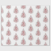 クリスマスレッドホワイトペパーミント ラッピングペーパー (フラット)