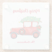 クリスマスレッドホワイトホリデークリスマスパーティー ガラスコースター (裏面)