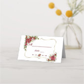 クリスマスレッドホワイトポインセチア金ゴールドテーブル番号 プレイスカード (裏面)