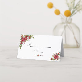 クリスマスレッドホワイトポインセチアWeddinテーブル番号 プレイスカード