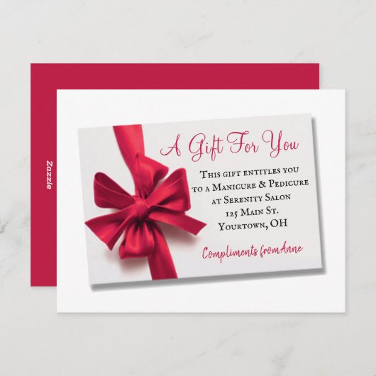 クリスマスレッドボウギフトカード シーズンカード (正面/裏面)