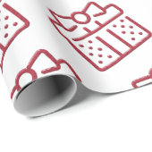 クリスマスレッドボウギフトパターンホワイト ラッピングペーパー (ロールコーナー)