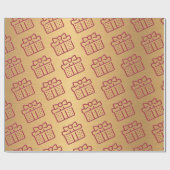 クリスマスレッドボウギフトパターン金ゴールド ラッピングペーパー (フラット)