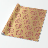 クリスマスレッドボウギフトパターン金ゴールド ラッピングペーパー (アンロールド)