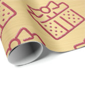 クリスマスレッドボウギフトパターン金ゴールド ラッピングペーパー (ロールコーナー)