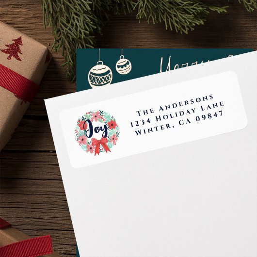 クリスマスレッドボウリースブルージョイ住所 シール