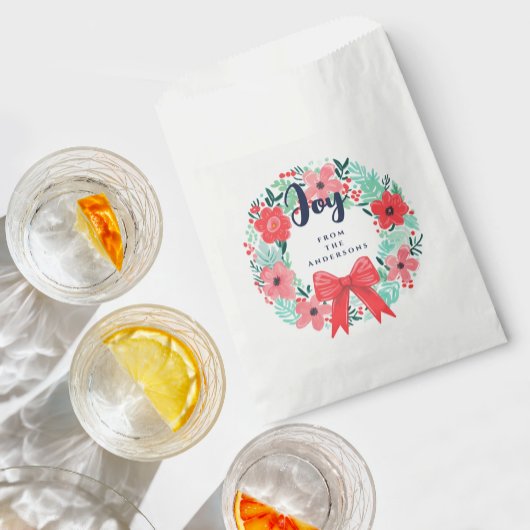 クリスマスレッドボウリースブルージョイ フェイバーバッグ