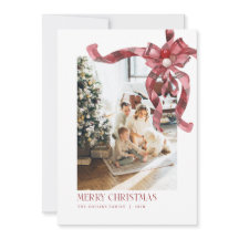 クリスマスレッドボウ写真ホリデーカードファミリーの写真