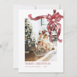 クリスマスレッドボウ写真ホリデーカードファミリーの写真 シーズンカード