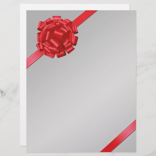 クリスマスレッドボウ – レターヘッド文房具 (正面/裏面)