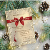 クリスマスレッドボウ、ワイングラス、金ゴールド企業パーティー 招待状