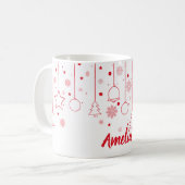 クリスマスレッドボール星装飾クラシックのマグカップ コーヒーマグカップ (正面左)