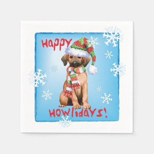 クリスマスレッドボーンコンハウンド スタンダードカクテルナプキン (正面)