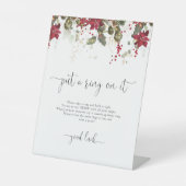 クリスマスレッドポインセチアがサインにリングや輪を入れた 台座サイン (正面)