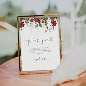 クリスマスレッドポインセチアがサインにリングや輪を入れた 台座サイン