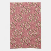 クリスマスレッドポインセチアとスノーフレークパターン キッチンタオル (縦)