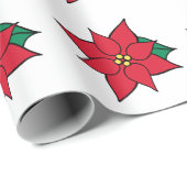 クリスマスレッドポインセチアのギフトラッピング紙 ラッピングペーパー (ロールコーナー)