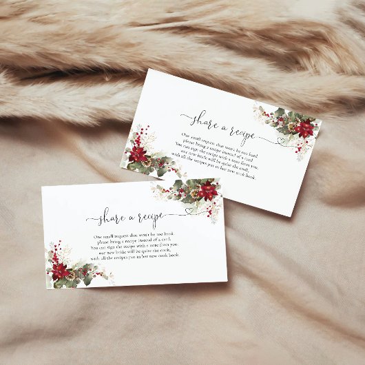 クリスマスレッドポインセチアのレシピ依頼同封物 エンクロージャーカード