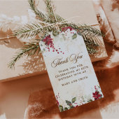 クリスマスレッドポインセチアフローラ誕生日パーティー ギフトタグ