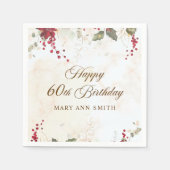 クリスマスレッドポインセチアフローラ誕生日パーティー スタンダードカクテルナプキン (正面)