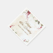 クリスマスレッドポインセチアフローラ誕生日パーティー スタンダードカクテルナプキン (角)