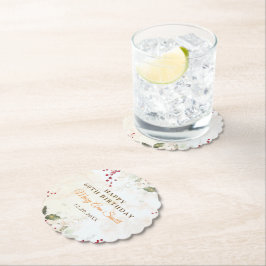 クリスマスレッドポインセチアフローラ誕生日パーティー ペーパーコースター