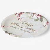 クリスマスレッドポインセチアフローラ誕生日パーティー ペーパープレート (アングル)