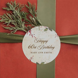 クリスマスレッドポインセチアフローラ誕生日パーティー ラウンドシール