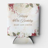 クリスマスレッドポインセチアフローラ誕生日パーティー 缶クーラー (正面)