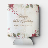 クリスマスレッドポインセチアフローラ誕生日パーティー 缶クーラー (裏面)