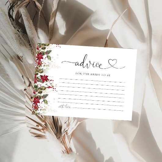 クリスマスレッドポインセチアブライダルシャワーアドバイスカード
