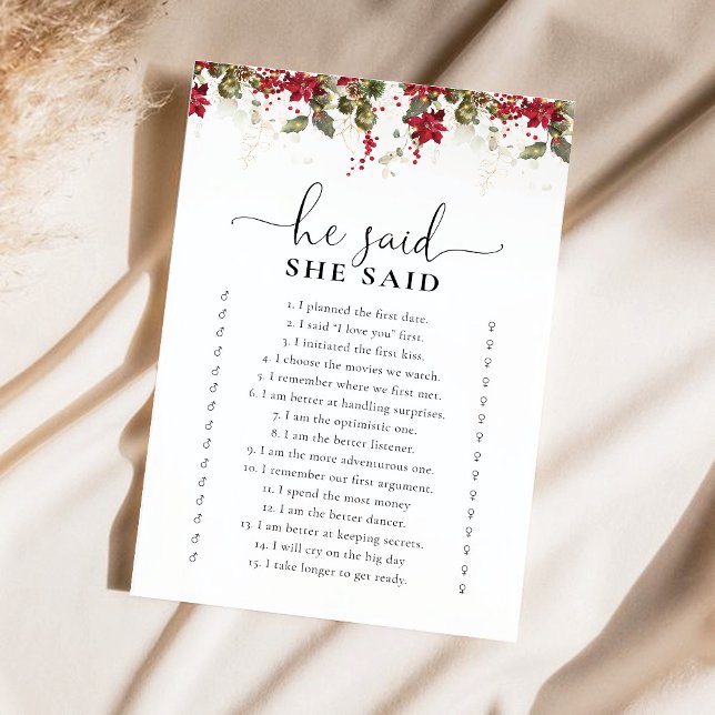 クリスマスレッドポインセチアブライダルシャワーゲーム (クリエイターアップロード済み)