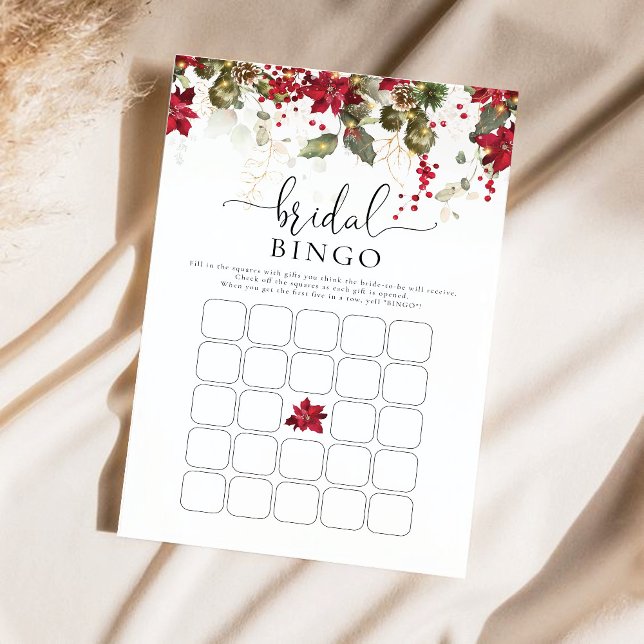 クリスマスレッドポインセチアブライダルシャワービンゴ (クリエイターアップロード済み)