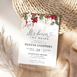 クリスマスレッドポインセチアブライダルシャワー招待 招待状
