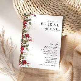 クリスマスレッドポインセチアブライダルシャワー招待 招待状