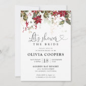 クリスマスレッドポインセチアブライダルシャワー招待 招待状 (正面)