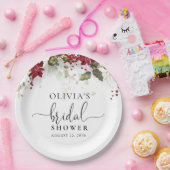 クリスマスレッドポインセチアブライダルシャワー紙プレート ペーパープレート (パーティー)